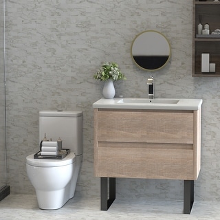 32" Bathroom Single Floating Vanity with Sink, Imitative Oak
