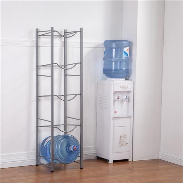 5-Tier Water Rack Stainless Steel Heavy Duty Water Cooler Jug Rack, Silver - 13.39" x 13.07" x 52.95"