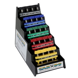 CanDo Digi-Flex hand exerciser - set of 5 (yellow, red, green, blue, black), with plastic rack