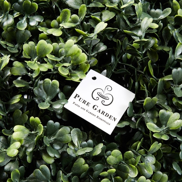 Pure Garden Faux Boxwood 23-inch x 18-inch Realistic Decorative Topiary Arrangement and Weighted Pot for Indoor or Outdoor