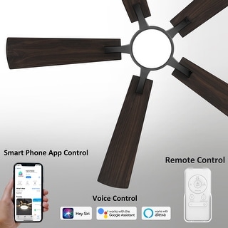 Elliott 56-inch Indoor/Outdoor Smart Ceiling Fan, Dimmable LED Light Kit & Remote, Works with Alexa/Google Home/Siri