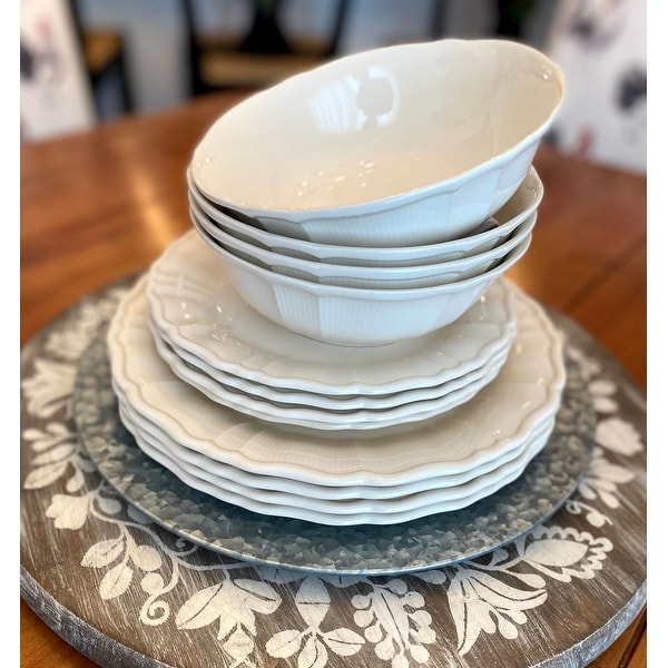 Red Vanilla Antique White 12Pc Dinner Set