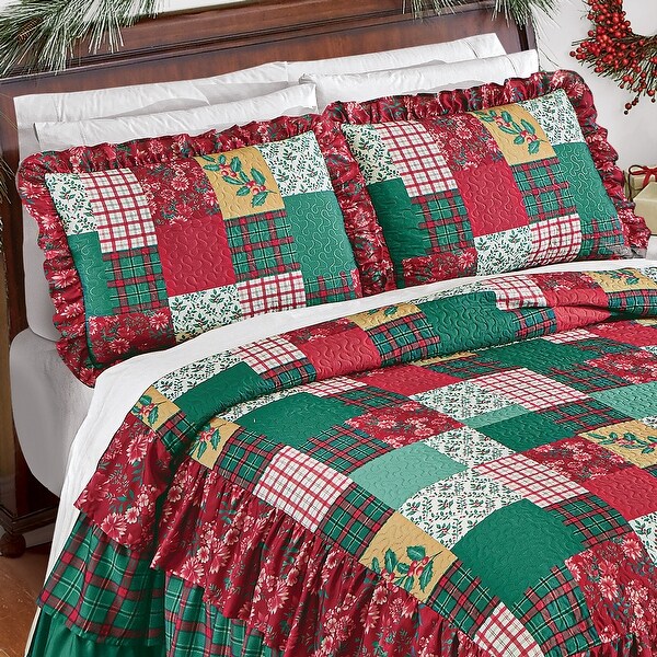 Holiday Patchwork Ruffle Edge Pillow Sham