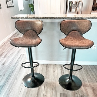 ALPHA HOME Counter Height Adjustable Swivel Bar Chair (Set of 2)