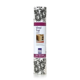 Magic Cover Vinyl Top Non-Adhesive Shelf Liner, 12-Inch by 5-Feet, Toile Black, Pack of 6