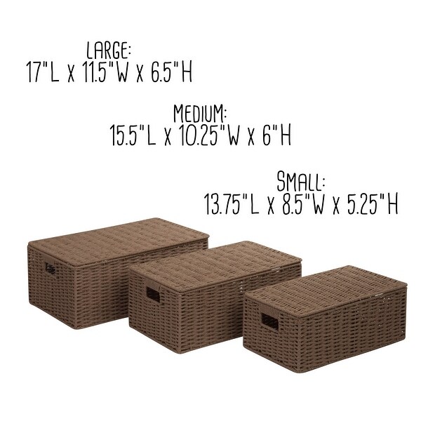 Honey-Can-Do Brown 3-Piece Paper Rope Basket Set