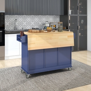Rolling Mobile Kitchen Island with Drop Leaf and Locking Wheels