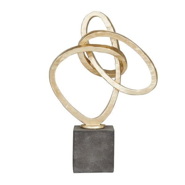 Gold Polystone Contemporary Abstract Sculpture - 11 x 4 x 17