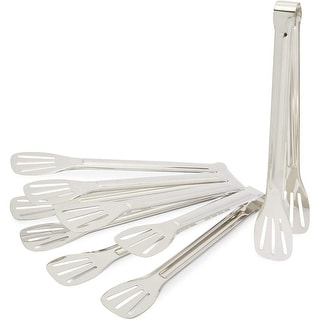 Okuna Outpost Stainless Steel Tongs for BBQ, Kitchen Utensils, Serving Food (11 in, 5 Pack)
