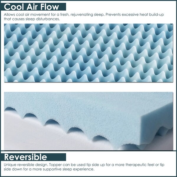 Onetan 1" Convoluted Gel Infused Memory Foam Mattress Topper with Egg Shell Design