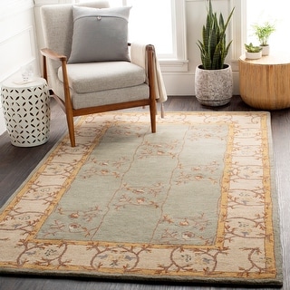 Hand-tufted Clady Grey Border Wool Area Rug - 9' x 12'