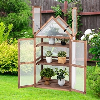 Wooden Cold Frame Greenhouse Raised Planter Protection