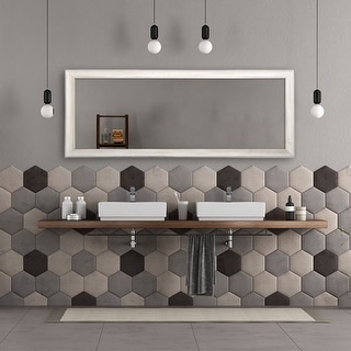 Multi Size BrandtWorks Distressed Coastal White Wood Floor Mirror - White/Grey