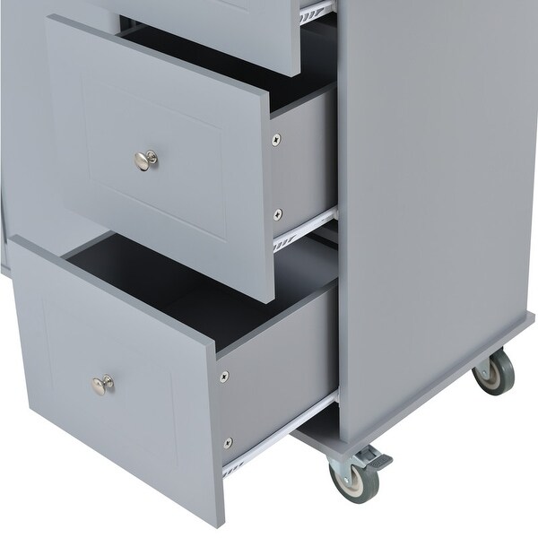 Kitchen Island with Drop Leaf, Kitchen Cart Rolling Mobile Island with Storage Drawers, Spice Rack, Towel Rack & Locking Wheels