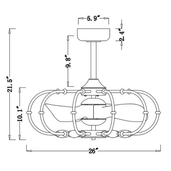 Mill 29 Inch Matte Black with Gold plate Remote Fandelier