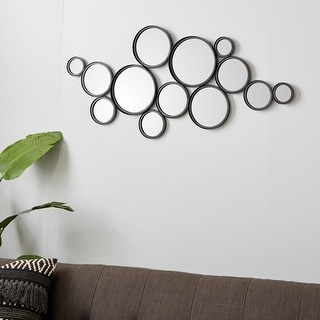 Black Iron Contemporary Wall Mirror 52 x 24 x 1 - 24 x 1 x 52Round