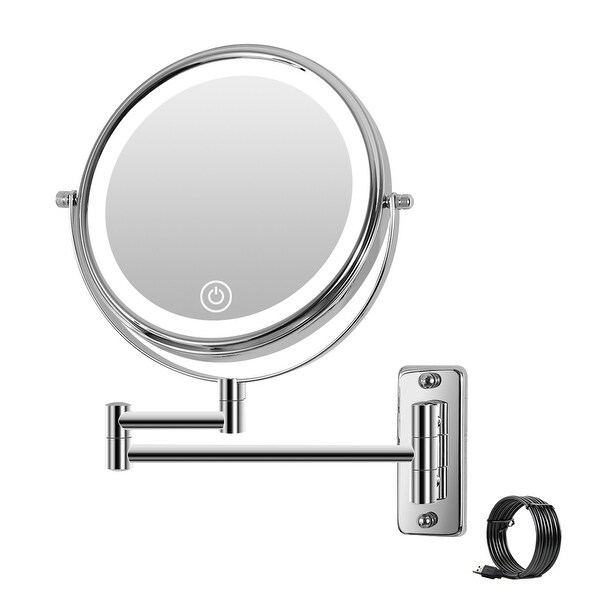 Wall Mounted Makeup Mirror Lighted 10X Magnifying 8" 3 Color Mode