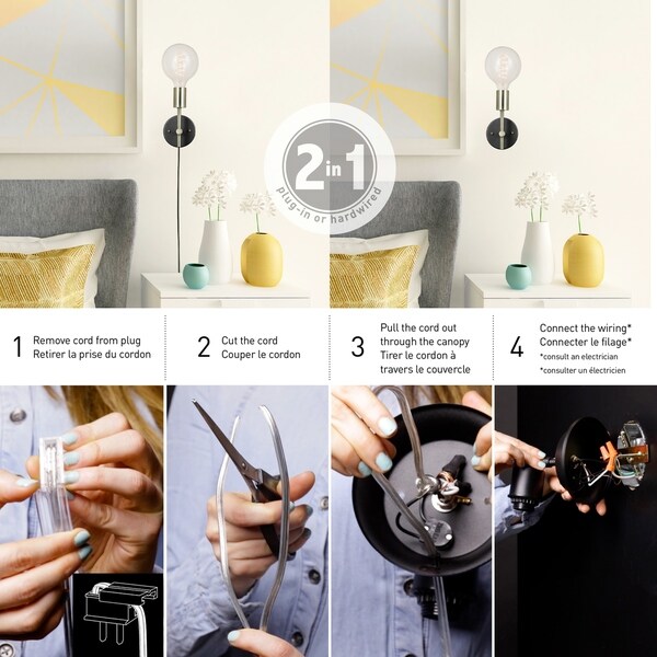 Porch & Den Chrysler 1-light Plug-in or Hardwire Wall Sconce