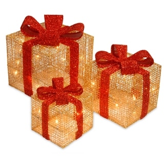 Pre-Lit Gold Thread Gift Box Assortment