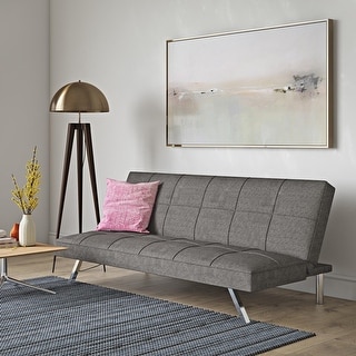 Grey Linen Multifunctional Futon Sofa Bed with Metal Frame