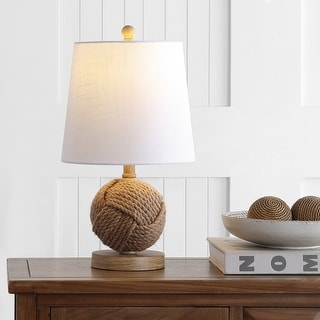Alaro Fist 18" Rope Ball LED Table Lamp, Natural by JONATHAN Y