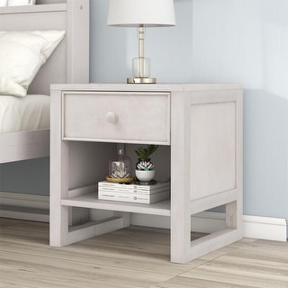 20.5"H Bedroom Wood Nightstand with a Drawer and an Open Storage