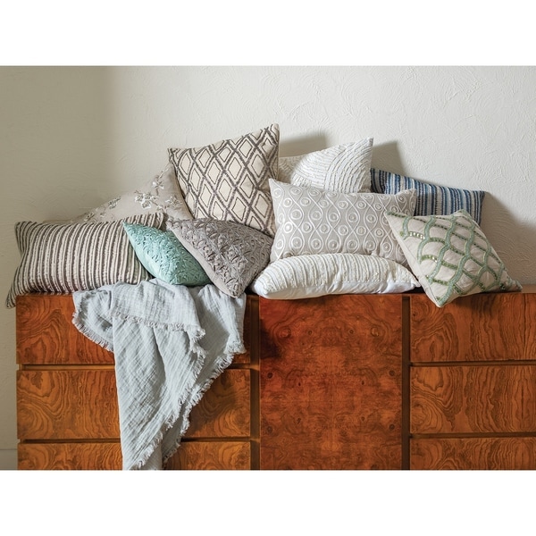 Pearl Swirl Hand Beaded Decorative Accent Throw Pillow