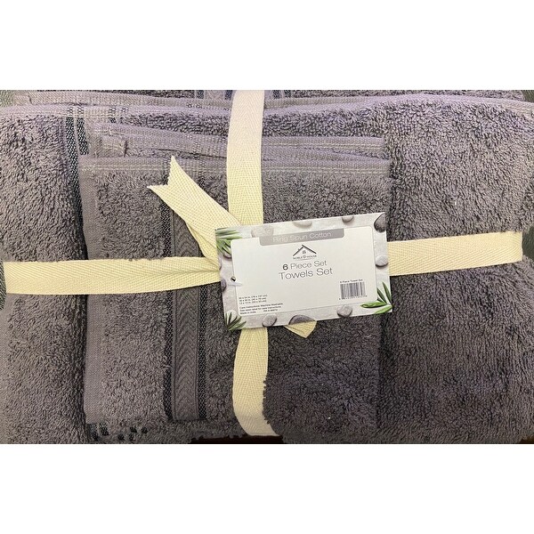Ring Spun Cotton 6 Piece Towel Set - Dark Grey - Dark Grey