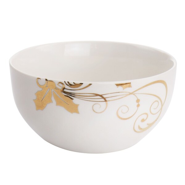 Gibson Home Seasoned Gold Ceramic 16 Pc Dinnerware Set White and Gold - 16 pc