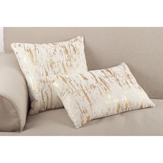 Distressed Metallic Foil Design Cotton Throw Pillow