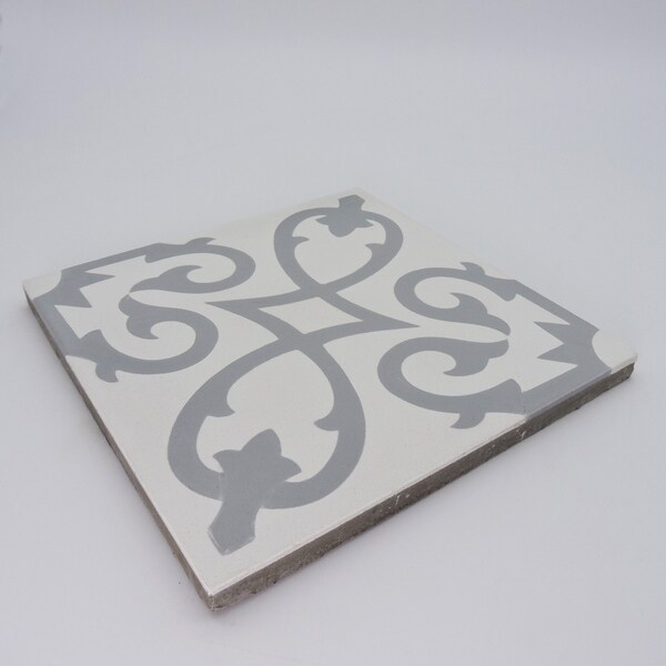 Handmade Agadir in White and Grey Tile, Pack of 12 (Morocco)