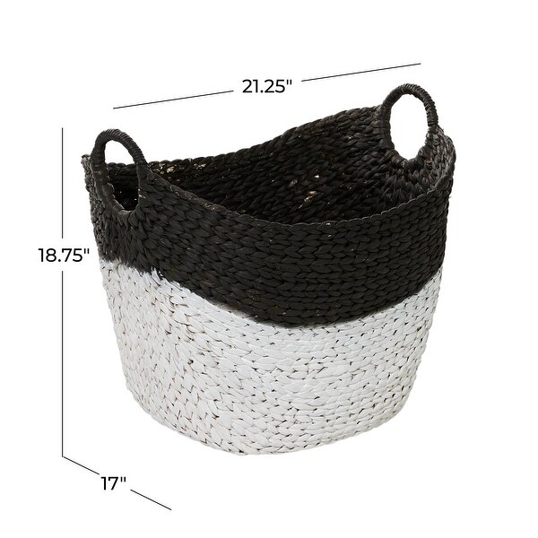 Handmade Dried Plant Wicker Contemporary Storage Basket