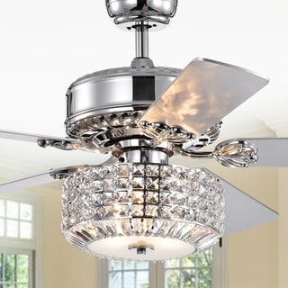 Copper Grove Simitli Remote Control Reversible Blade Chrome 52-inch Lighted Ceiling Fan with Crystal Shade