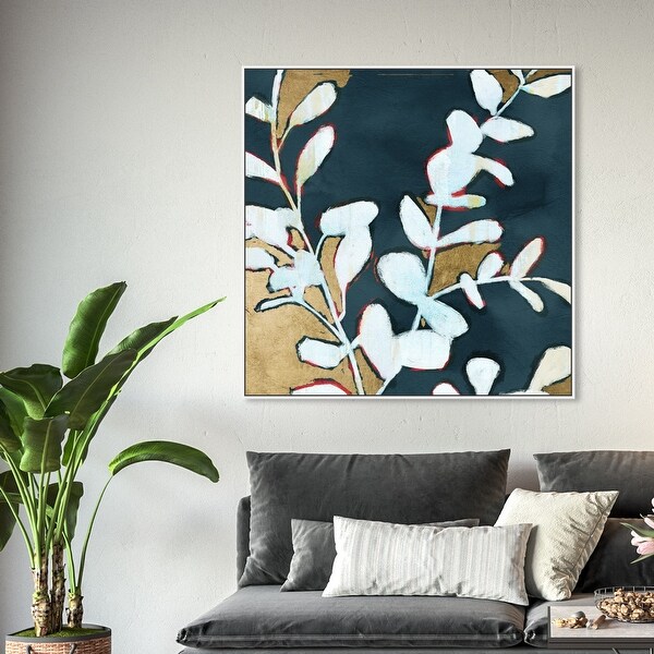 Oliver Gal 'Ficus Navy Shade Leaves' Floral Blue Wall Art Canvas