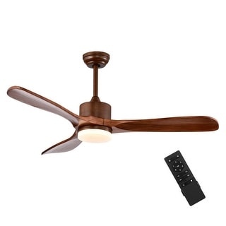 52 Inch Reversible Ceiling Fan with LED Light and Adjustable Temperature - 52" D x 14.4" - 19.3" H
