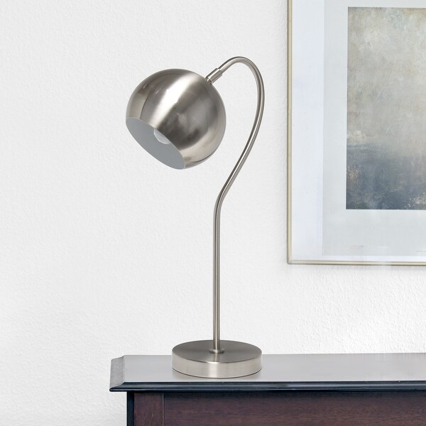 Lalia Home Mid Century Curved Table Lamp w/ Dome Shade, Antique Brass - 10"L x 6"W x 20.25"H