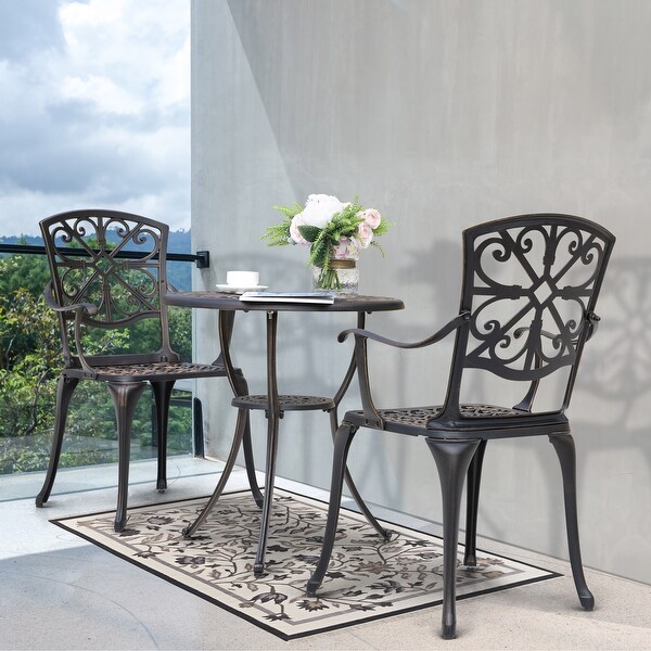 Outdoor 3-Piece Cast Aluminum Patio Set with 1.77" Umbrella Hole