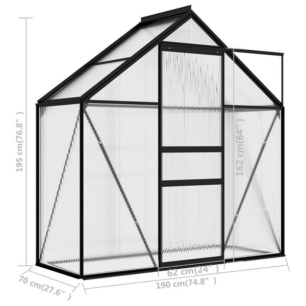 vidaXL Greenhouse Anthracite Aluminum 14.3 ft  - 74.8" x 27.6" x 49.2"