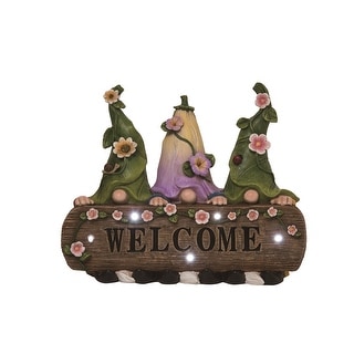Transpac Resin 11.5" Multicolor Spring Solar Welcome Gnome Garden Decor