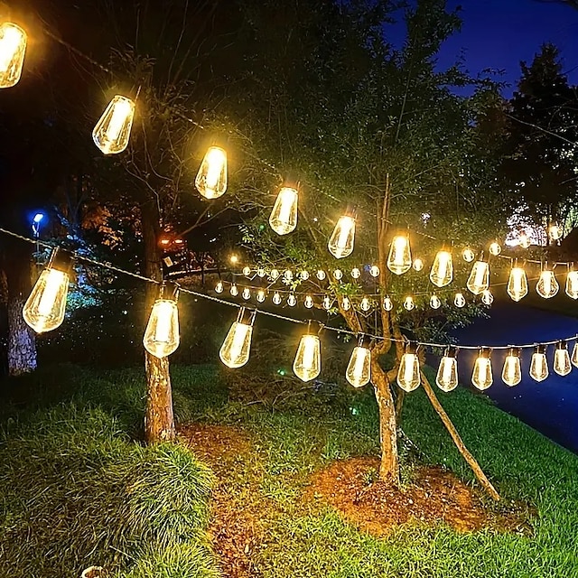 Solar Outdoor String Lights 20 Vintage Bulbs 5M 16.4FT for Camping Patio