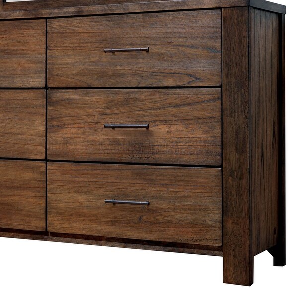 Syla Farmhouse Antique Oak 56-inch Wide 6-Drawer Solid Wood Dresser by Furniture of America