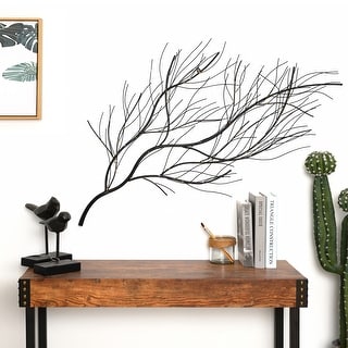 Black Metal Branch with Gold Accents Wall Decor