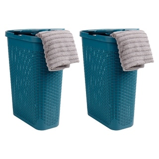 Mind Reader Basket Collection, Slim Laundry Hamper, 40 Liter (15kg/33lbs) Capacity, Cut Out Handles, Attached Hinged Lid