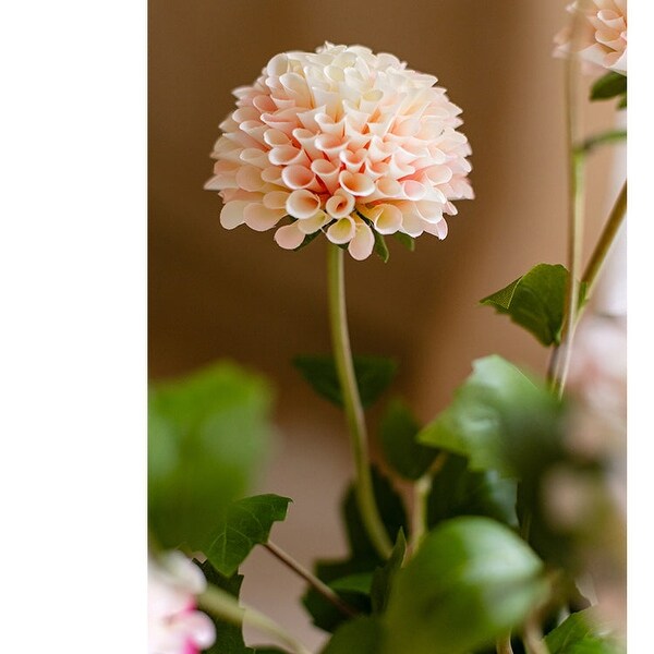 RusticReach Artificial Dahlia Flower Stem Pink White 29" Tall