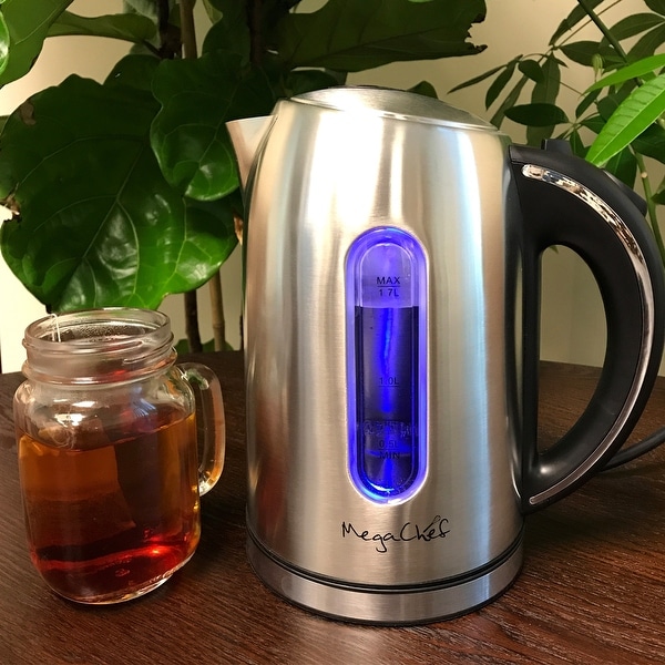 MegaChef 1.7Lt. Stainless Steel Kettle with Electric Heating Base