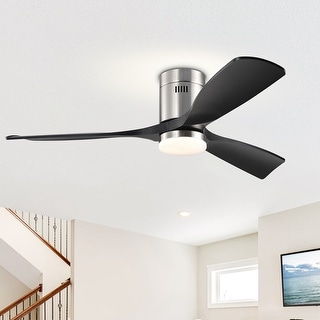 52" 3 Blade Flush Mount Ceiling Fans with LED Light Remote Control - 52 inch