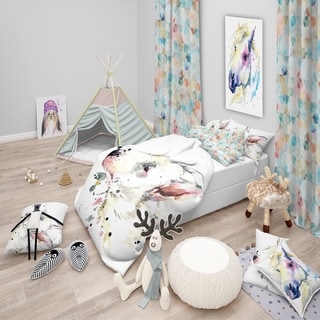 Designart 'Bull Terrier Dog Watercolor' Modern & Contemporary Bedding Set - Duvet Cover & Shams