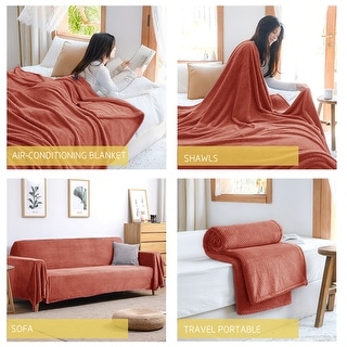 KASENTEX Knitted Throw Blanket Soft Waffle Throw with Decorative Color and Design for Couch Sofa, Office and Bed