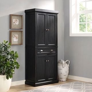 Seaside Kitchen Pantry in Distressed Black Finish
