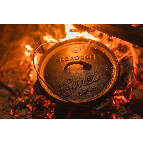 Stansport 2 QT Pre-Seasoned Cast Iron Dutch Oven with Legs - 8" L x 8" W x 5.5" H